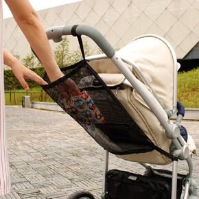 Universal Baby Stroller Hanging Mesh Pocket with Detachable Straps, Infant Prams Storage Organizer Bag for Baby Diapers, Clothes, Water Cups, Umbrella