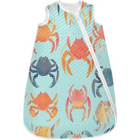 vvfelixl Toddler Sleep Sack for Newborn Cute Crabs Baby Wearable Blanket Sleeveless Swaddle Transition Sleeping Bags for Infant Babys Sleep Suit for 12-24 Months