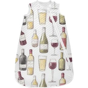 vvfelixl Baby Sleep Sack for 6-12 Months Wine Bottles Glasses Babys Wearable Blanket Zipper Swaddle Transition Sleeping Bag for Infant Baby Sleep Suit for Newborn Toddler