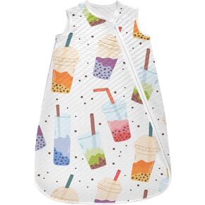 vvfelixl Toddler Sleep Sack for Newborn Bubble Tea Drinks Baby Wearable Blanket Sleeveless Swaddle Transition Sleeping Bags for Infant Babys Sleep Suit for 12-24 Months