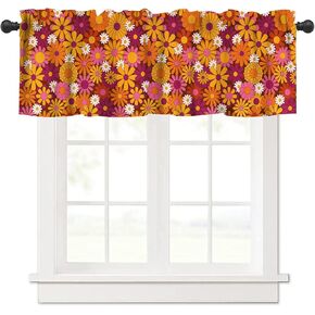 Abstract Colorful Flower Valance Curtains Kids Crayon Doodle Cartoon Floral Rod Pocket Home Decor Window Treatments for Boys Girls Bedroom Kitchen Living Dining Room Office 54x18inch
