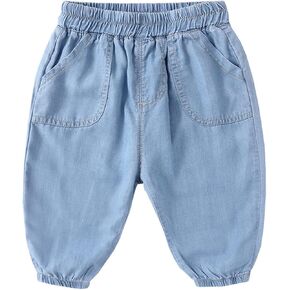 Toddler Baby Boys Girls Baggy Jeans Denim Harem Pants Loose Elastic Waist Pull on Joggers Sweatpants Fall Outfit