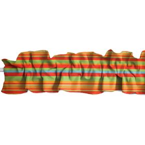 Cotton Multi Colored Stripe Sleeve Topper Window Valance Top Bottom Ruffle Home Décor Bedroom Nursery Kitchen Window (58" Wide x 5" Tall, Green Orange)