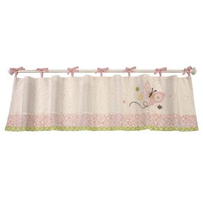 NoJo Butterfly Love Window Valance with Butterfly Applique, Pink/Green/Ivory/Brown