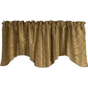 Pintuck Taffeta Scalloped Wave Window Valance Home Décor Bedroom Nursery Kitchen Window (Gold)