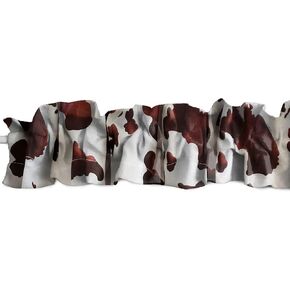 Cotton Cow Print Sleeve Topper Window Valance Top Bottom Ruffle Animal Print Home Décor Bedroom Nursery Kitchen Window (72" Wide x 7" Tall, Brown)