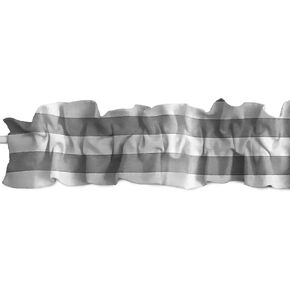 Cotton 1" Stripe Sleeve Topper Window Valance Top Bottom Ruffle Home Décor Bedroom Nursery Kitchen Window (72" Wide x 7" Tall, Grey and White)
