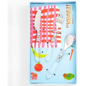 Vietri Aladdin Brilliant Clear 3-Pc Childrens Silverware Set, 18/10 Stainless Steel Kids Utensils