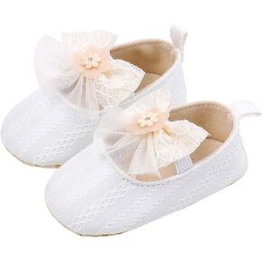 Baby Infant Canvas Sandals Bow Lace Strap Closed Toe Ankle Shoes Wedding Formal Newborn Princess Shoes Flat Non Slip