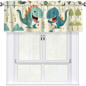Cute Little Baby Dinosaur Picture Short Curtains with Valance Rod 54x18in - Curtain Valance Kitchen Bathroom Laundry Room Studio - Home Decor