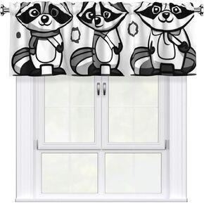 Cartoon Raccoon Picture Short Curtains with Valance Rod 54x18in - Curtain Valance Kitchen Bathroom Laundry Room Studio - Home Decor