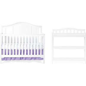 Child Craft Hampton Arch Top Crib and Changing Table Nursery Set, 2-Piece, Includes 4-in-1 Convertible Crib and Changing Table, Grows with Your Baby (Dapper Gray)