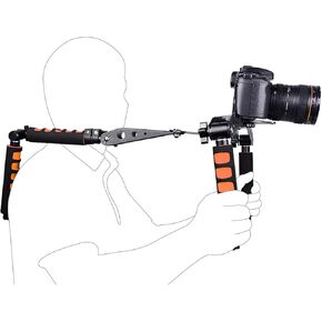 Universal Shoulder Rig Kit, Camera Shoulder Mount Kit for DSLR Video Camcorder Stabilizer with Adjustable Height Handle, Foldable, Aluminum Alloy Frame