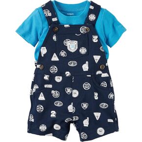 Carter's Baby Boys' 2 Piece Set Overall And Top,Blue,3 Months