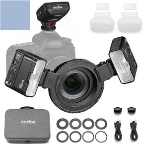 طقم فلاش ماكرو Godox MF12-DK1 مع دعم Xproiis 2.4G التحكم اللاسلكي TTL/ M للتصوير الفوتوغرافي الفوتوغرافي الماكرو المتوافق مع Sony A7IV/ A7V/ A7RIV/ A7SII/ A9/ A9I