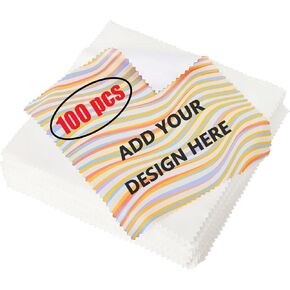Muka 100 Pcs Custom Microfiber Cleaning Cloth Full Color Print Your Image Personalized Cleaning Cloth Promotional Item for Eyeglasses Lens Phones Multiple Size-5.9" x 5.9"