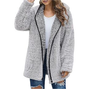 شيربا سترة النساء الضخمة الكاملة zip zip fleece هوديي ناعمة أفخم المفتوحة معاطف كارديجان سترة الشتاء مع جيوب
