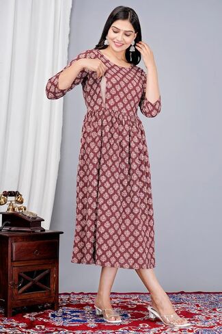 Women Maternity Kurtas Traditional Indian Tunic Tops for Pregnant women Ethnic Wear Breastfeeding Dress Both side Zipper in Saudi Arabia