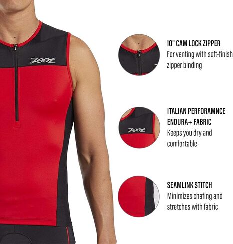 Zoot Men's Core Tri Tank - قميص Triathlon بدون أكمام للرجال مع 3 جيوب خلفية، ولوحات شبكية، وسحاب قفل كام in Kuwait