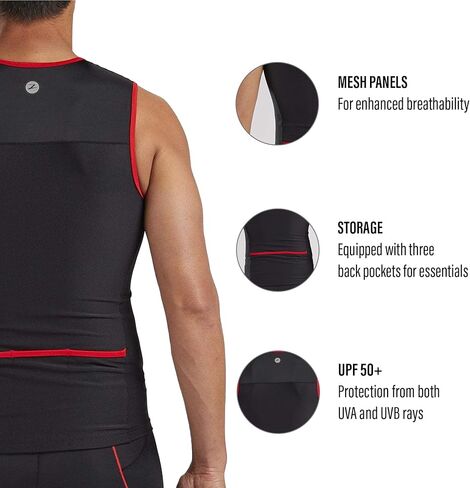 Zoot Men's Core Tri Tank - قميص Triathlon بدون أكمام للرجال مع 3 جيوب خلفية، ولوحات شبكية، وسحاب قفل كام in Kuwait