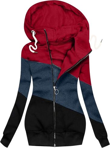JEsilunmaMY Women's Color Block Slim Hoodies Long Sleeve Zip Up Camo Hooded Sweatshirt Casual Cardigan Jacket Fall Clothes in Saudi Arabia