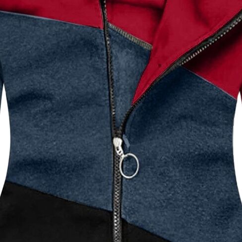 JEsilunmaMY Women's Color Block Slim Hoodies Long Sleeve Zip Up Camo Hooded Sweatshirt Casual Cardigan Jacket Fall Clothes in Saudi Arabia