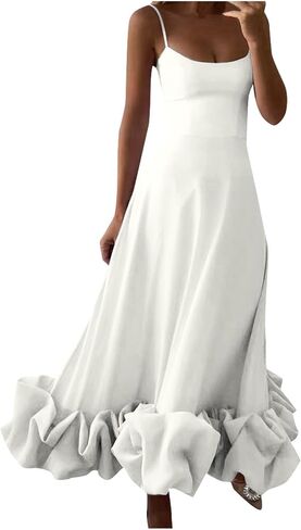 Women's Solid Color Fashion Strapless A Line Dress with 3D Flower Detail Elegant Summer Charm Summer Dresses in Saudi Arabia