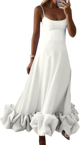 Women's Solid Color Fashion Strapless A Line Dress with 3D Flower Detail Elegant Summer Charm Summer Dresses in Saudi Arabia
