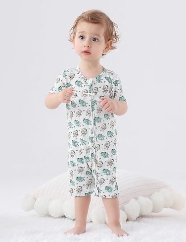 Junneng Baby Boys 2Pack Viscose من Bamboo Romper Short Sleeve 2 Way Zipper Sleeper Summer Summuit Sleep and Play in Kuwait