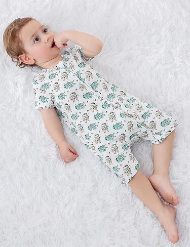 Junneng Baby Boys 2Pack Viscose من Bamboo Romper Short Sleeve 2 Way Zipper Sleeper Summer Summuit Sleep and Play in Kuwait