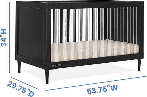 Delta Children Bowie 4-in-1 سرير أكريليك قابل للتحويل-Greenguard Gold Certified ، أسود الأبنوس الأسود in Saudi Arabia