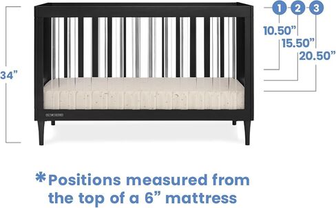 Delta Children Bowie 4-in-1 سرير أكريليك قابل للتحويل-Greenguard Gold Certified ، أسود الأبنوس الأسود in Saudi Arabia