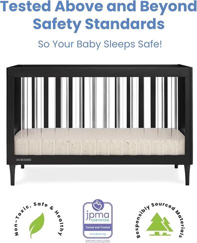 Delta Children Bowie 4-in-1 سرير أكريليك قابل للتحويل-Greenguard Gold Certified ، أسود الأبنوس الأسود in Saudi Arabia