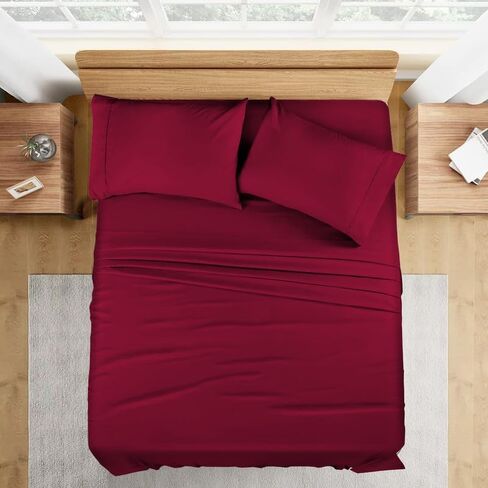Crib Size 600 Thread Count 100% Pima Cotton 4-Piece Sheet Set, Sateen Weave, with 14-16 Inch Deep Pocket Snug Fit (Burgundy Solid) in Saudi Arabia
