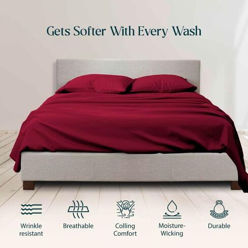 Crib Size 600 Thread Count 100% Pima Cotton 4-Piece Sheet Set, Sateen Weave, with 14-16 Inch Deep Pocket Snug Fit (Burgundy Solid) in Saudi Arabia
