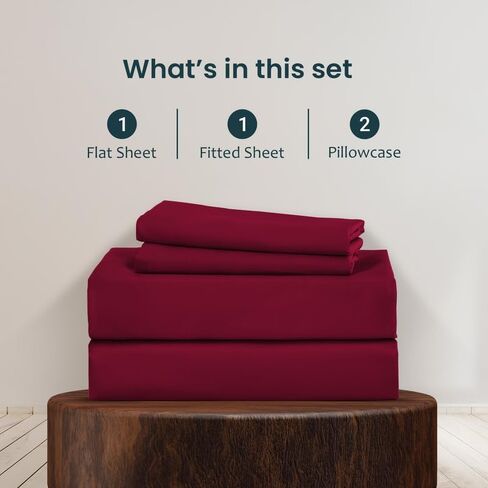 Crib Size 600 Thread Count 100% Pima Cotton 4-Piece Sheet Set, Sateen Weave, with 14-16 Inch Deep Pocket Snug Fit (Burgundy Solid) in Saudi Arabia