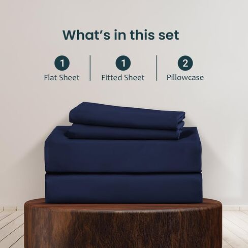 Crib Size 600 Thread Count 100% Pima Cotton 4-Piece Sheet Set, Sateen Weave, with 18-21 Inch Deep Pocket Snug Fit (Navy Blue Solid) in Saudi Arabia