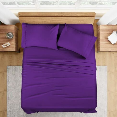 Crib Size 800 Thread Count 100% Pima Cotton 4-Piece Sheet Set, Sateen Weave, with 10-12 Inch Deep Pocket Snug Fit (Purple Solid) in Saudi Arabia