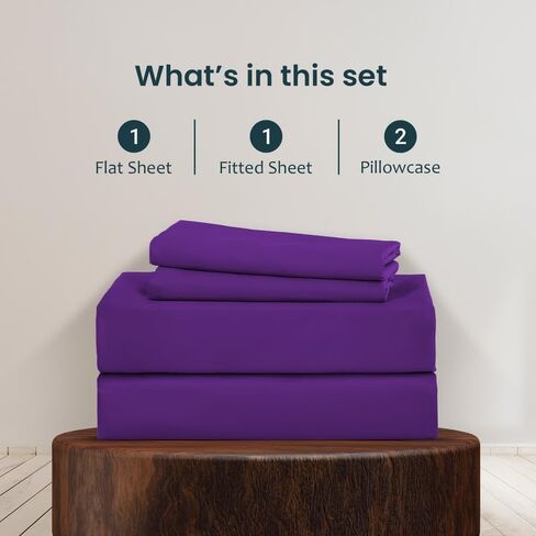 Crib Size 800 Thread Count 100% Pima Cotton 4-Piece Sheet Set, Sateen Weave, with 10-12 Inch Deep Pocket Snug Fit (Purple Solid) in Saudi Arabia