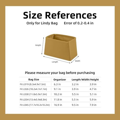 DGAZ Silk Purse Organizer Insert For Lindy 19/26/30/34 Bags, Silky Handbag & Tote Organizer, Bag in Bag,Simplicity Handbag & Tote Organizer in Kuwait