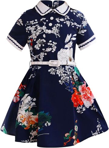 فساتين الفتيات القديمة فستان أودري ريترو من الخمسينيات بدون أكمام للحفلات مع حزام فستان بياقة بيتر بان in Kuwait