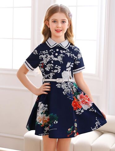 فساتين الفتيات القديمة فستان أودري ريترو من الخمسينيات بدون أكمام للحفلات مع حزام فستان بياقة بيتر بان in Kuwait