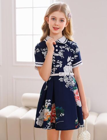 فساتين الفتيات القديمة فستان أودري ريترو من الخمسينيات بدون أكمام للحفلات مع حزام فستان بياقة بيتر بان in Kuwait