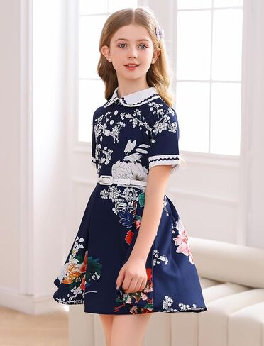 فساتين الفتيات القديمة فستان أودري ريترو من الخمسينيات بدون أكمام للحفلات مع حزام فستان بياقة بيتر بان in Kuwait