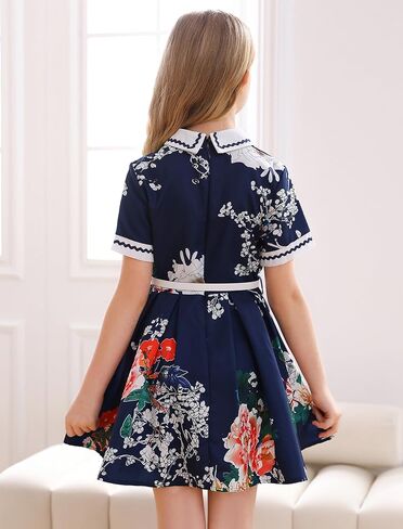 فساتين الفتيات القديمة فستان أودري ريترو من الخمسينيات بدون أكمام للحفلات مع حزام فستان بياقة بيتر بان in Kuwait