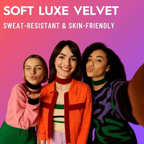 STACKABLE CREATIONS Wide Velvet Thick Black Choker Necklace for Women Girls, 90s Ribbon Neck Collar in Kuwait