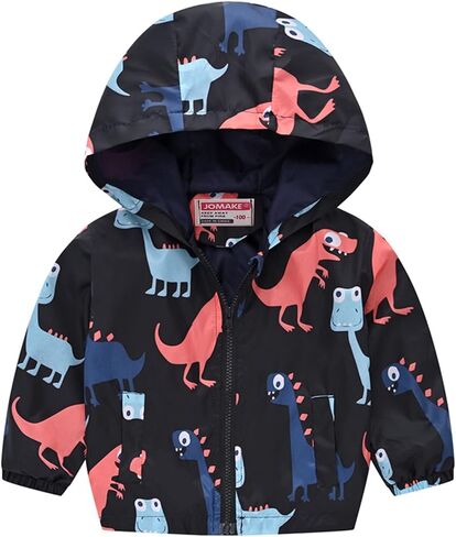 Little Girls Boys Rain Jacket Lightweight 𝐖aterproof Solid Fall Raincoat Zipper Hooded Lined Windbreaker in Kuwait