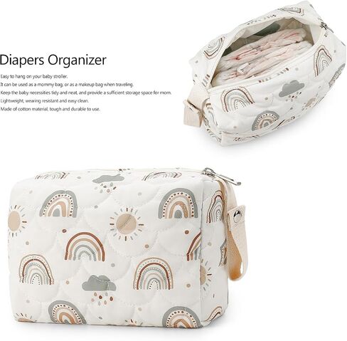 Lmbabter Baby Stroller Storage Bag Diaper Bag Infant Carriages Diaper Organizer Pouches Cotton Mommy Bag for Outdoor (Rainbow) in Saudi Arabia