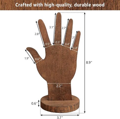 MOOCA 2 Pcs Set Multi-Functional Tabletop or Wall-Mountable Wooden Hand-Shaped Jewelry Display Stand For More Bracelet Storage, Premium Real Wood Sturdy Base, Brown Color in Saudi Arabia