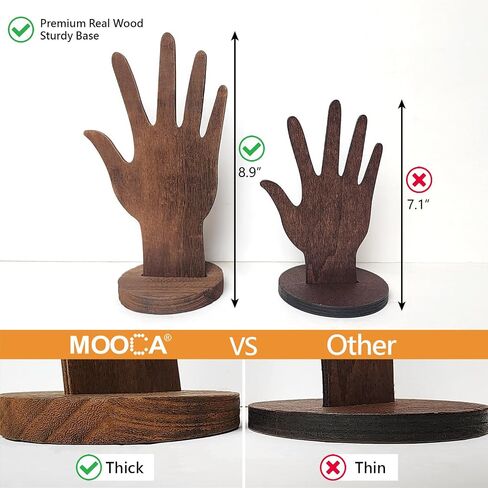 MOOCA 2 Pcs Set Multi-Functional Tabletop or Wall-Mountable Wooden Hand-Shaped Jewelry Display Stand For More Bracelet Storage, Premium Real Wood Sturdy Base, Brown Color in Saudi Arabia